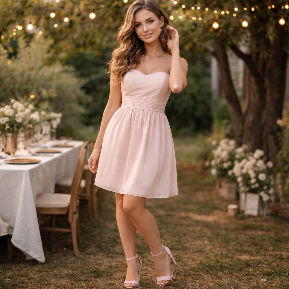 White Vera Wang Strapless Blush Elegant Dress Cocktail Formal